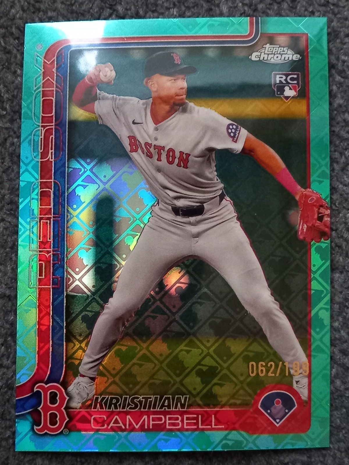 2025 TOPPS CHROME BASEBALL KRISTIAN CAMPBELL RC AQUA LOGOFRACTOR#171#D062/199
