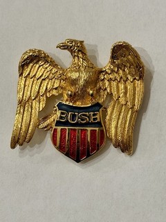 Most Attractive George W. Bush Golden Enameled Metal Eagle Figural 2 1/4” Badge