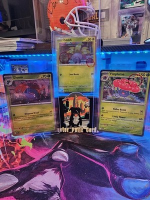 Pokemon Phantasmal Flames Oddish - Gloom - Vileplume Cosmos Holo Promo SWIRLS  