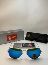 Ray Ban Aviator Sunglasses RB3025 Gold Frame Green Lense with Blue Tint Unisex