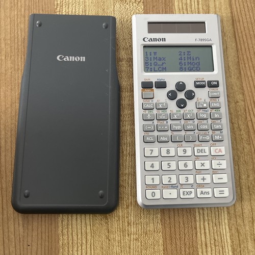 Scientific Solar Powered Calculator Canon f-7895ga. Tested And Works! Has Case - Picture 1 of 8