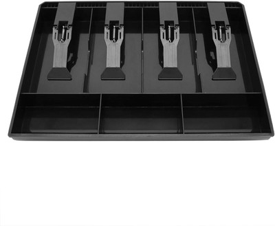 Cash Register Drawer Insert Tray with 4 Bill/3 Coin 4 Coin, Black 