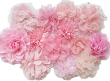 10Pcs Pink Chiffon Flower for Girls Headband Baby Flowers Bows,Crafts,Party Deco