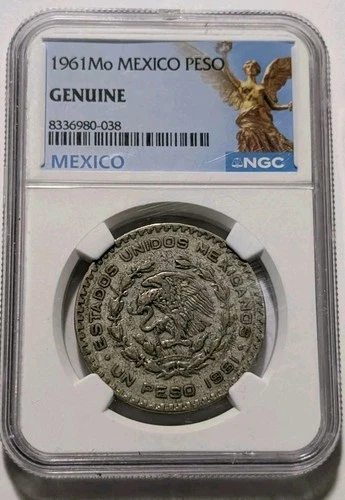 1961-MO Mexico Silver One Peso Coin NGC Genuine