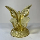 Vintage Fenton Yellow Glass Butterfly Figurine / Ring Holder 1980s