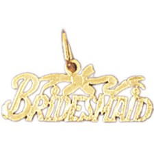 Bridesmaid Charm Pendant 14k Gold