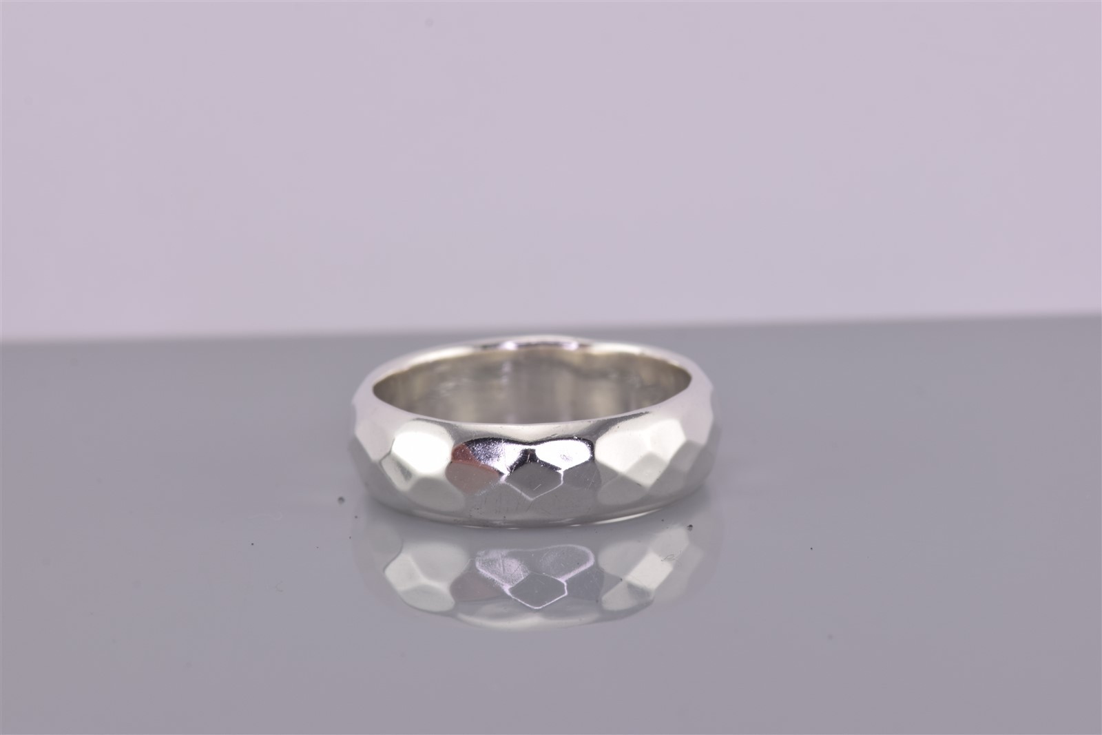 Sterling Silver 6mm Solid Textured Angled Band Ri… - image 5