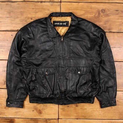Vintage U2 Wear Me Out Lederjacke L Bomber Schwarz