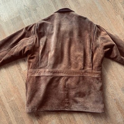 Schott USA Suede Leather Jacket Brown Size 44 Vintage Made in USA