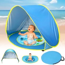 Pop Up Strandzelt Sonnenzelt Baby Strandmuschel Tragbar Belüftet Mit Pool