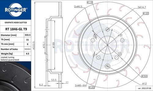 Rotinger Disque De Frein 350 Mm Ventilé Avant Pour Audi Q7 Porsche