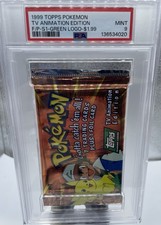 TOPPS POKEMON TV Booster Pack Series 1 Green Logo 3rd Print GRADED PSA 9 MINT