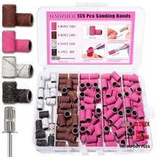 Haozher Nail Drill Bits, 135 Pcs Sanding Bands for Nail Drill, Nail Tips for