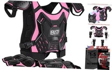 Kids Dirt Bike Chest Protector - Motocross Motorcycle Armor Vest - Knee Pink