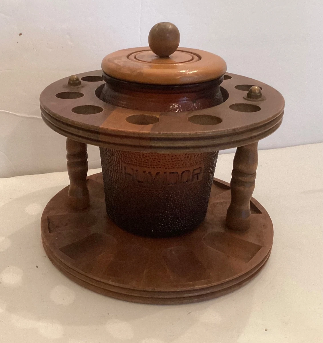 antique pipe tobacco humidors Vintage Humidor w/ Stand & Pipes Antique English Oak Pipe Tobacco