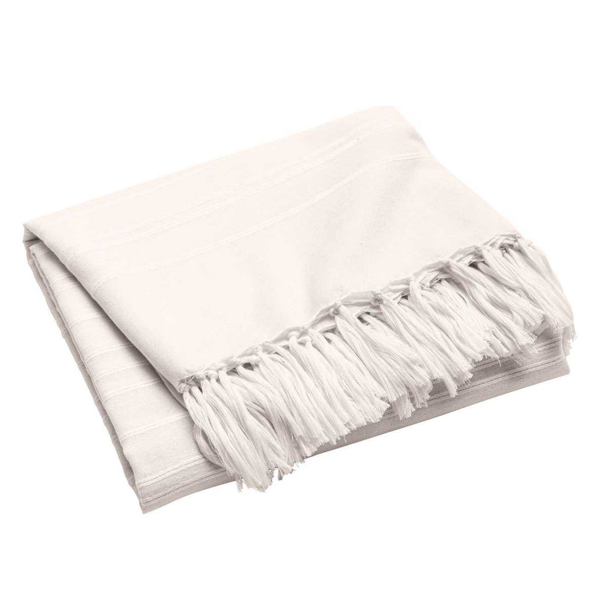 Plaid à franges Lilia 220x240 cm naturel pour grand lit et canapé