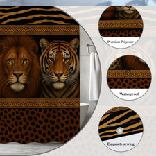 Wild Animal Print Shower Curtain - Leopard, Lion, Tiger Design