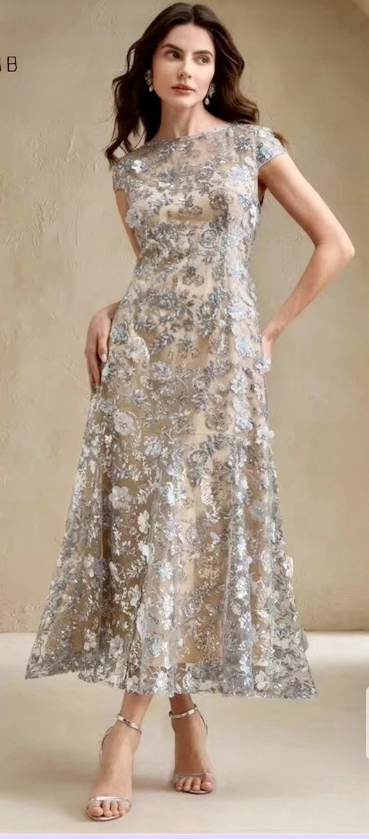 petite silver formal dresses Petites Short Sleeve Bridesmaid for sale sparkly silver party dress