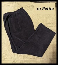 Alfred Dunner Corduroy Black Pull-on Pants 10P Inseam 28"