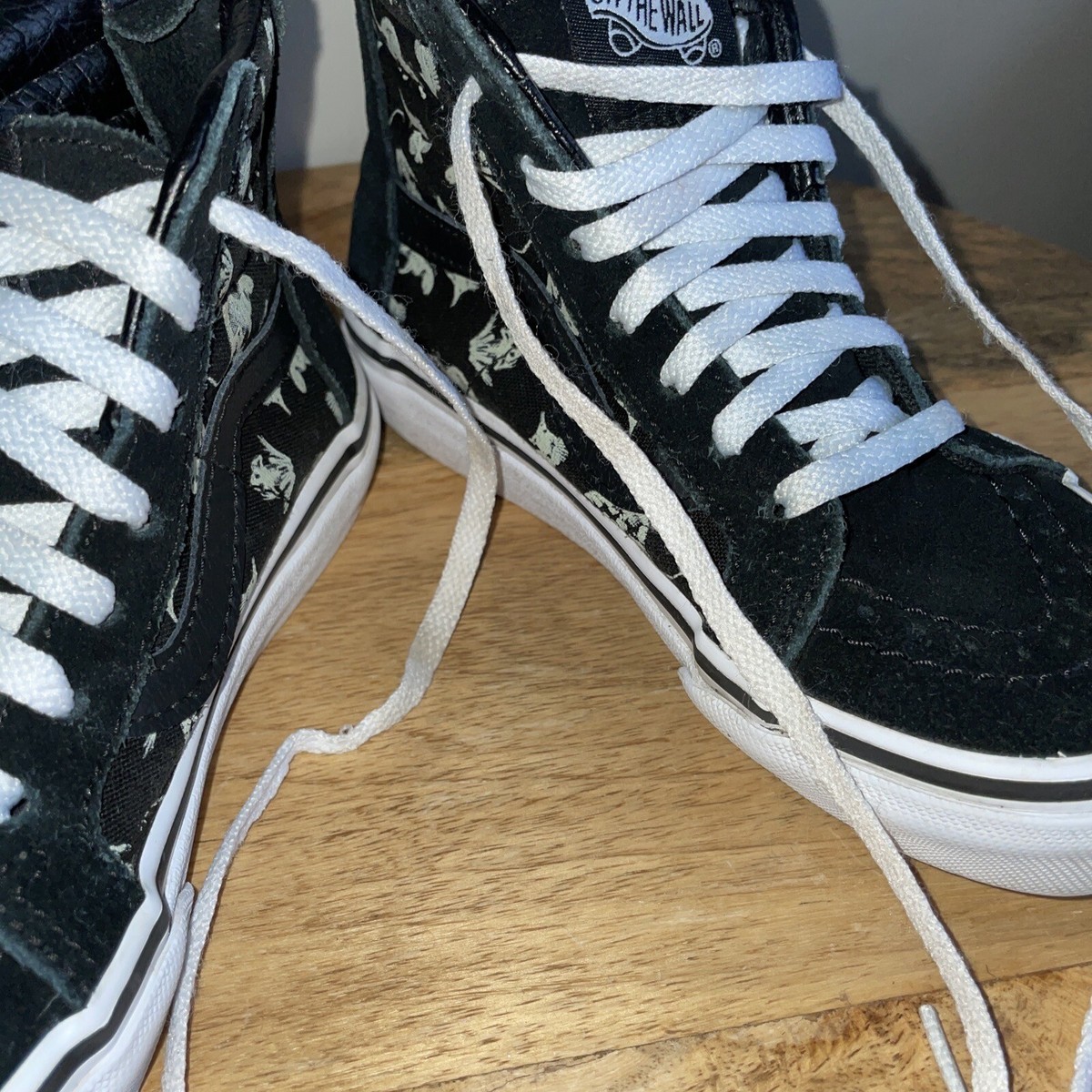 ☆ヴィンテージ1994年製VANS Sk-8 Hi-Top 25㎝ VANS Sk-8 Kids Black White Hi Top Glow in Dark Skate Shoes