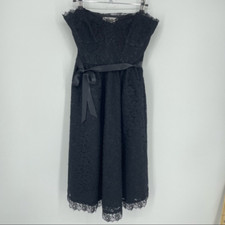 To the max black lace strapless dress tie waist Sz 10