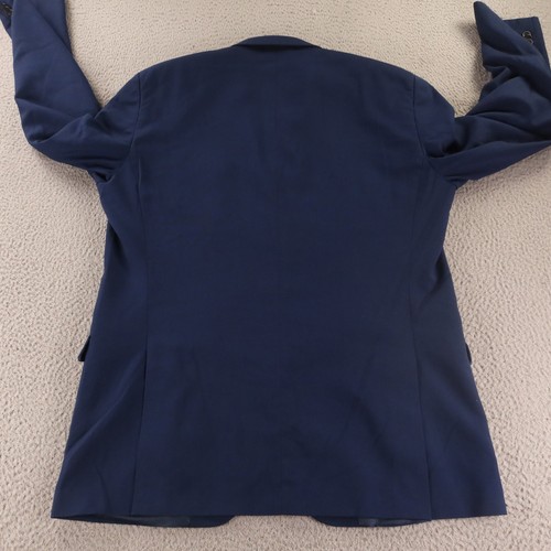 Hopsack Jacket M Blue Polyester Blazer Sport Coat Kenneth Cole 42L - Picture 9 of 16