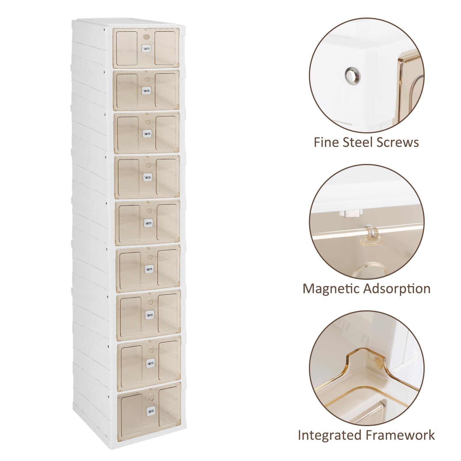 9 Pair No-Installation Shoe Storage Cabinet Drawer Box Plastic Frame Shoe Box WR
