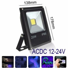 20W UV LED Flood Light 365nm 395nm Curing Lamp DC 12-24V IP65 for Resin DIY