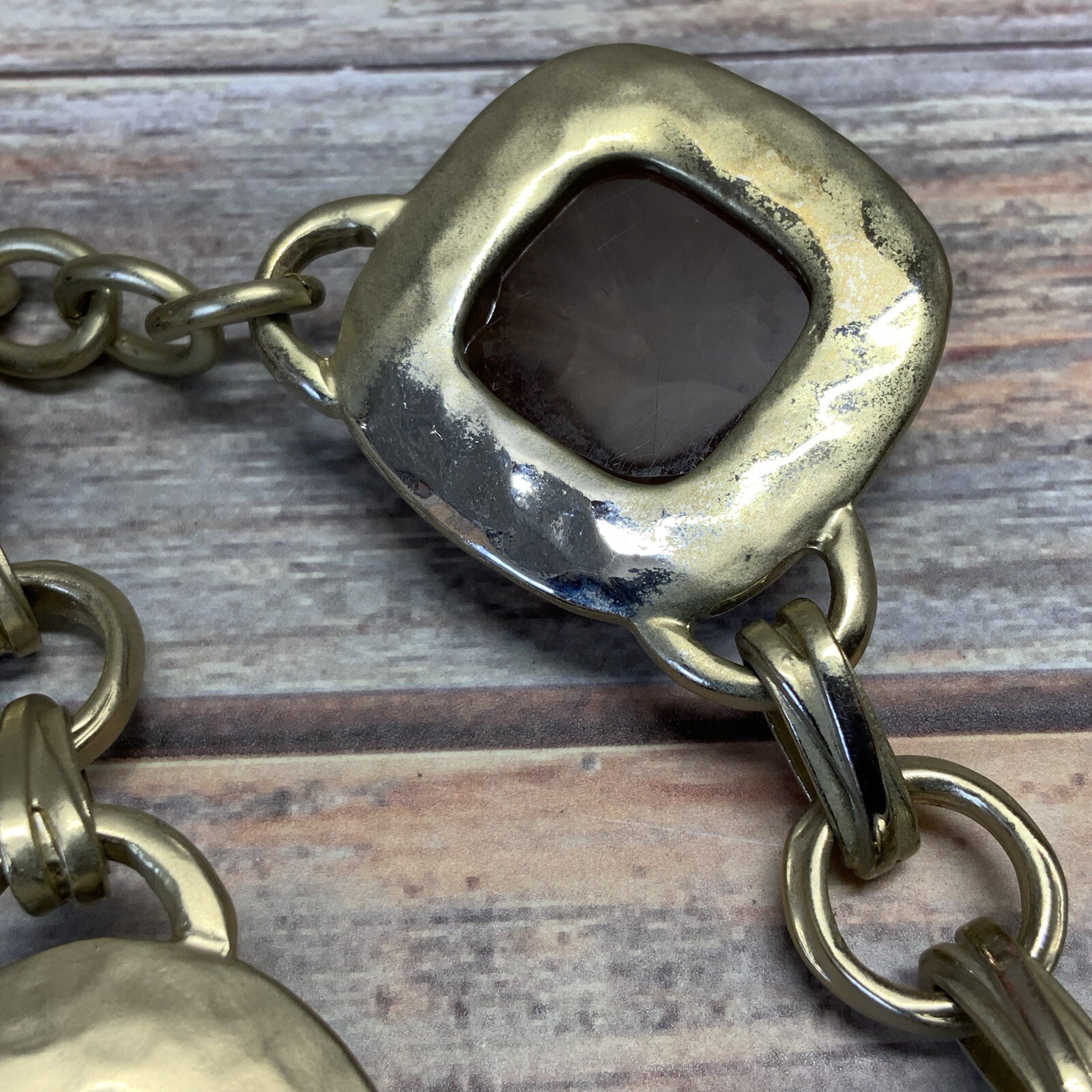 Chunky Chicos brown cabochon statement necklace i… - image 7