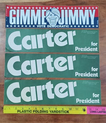4 X Pc Vintage 1976 Jimmy Carter for President Bumper Stickers