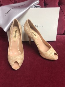 Mario Bologna Diseñador Italiano Color Piel Cocodrilo en relieve Tacones  Altos Peeptoe 37 | eBay