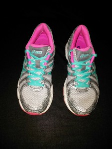 pink and green asics