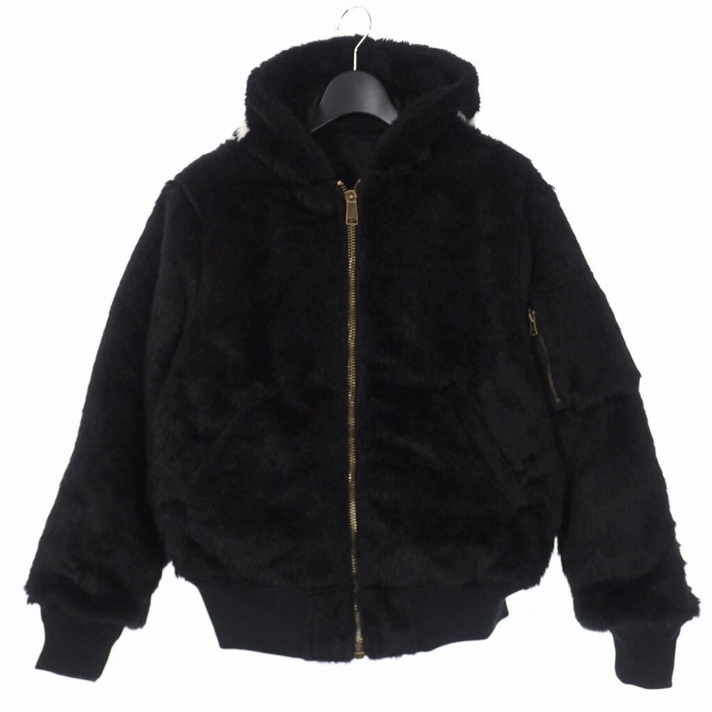 Supreme Faux Fur Reversible MA-1 Batting Bomber Jacket Black Chest 23.2 in Men S