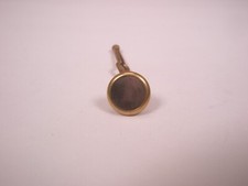 SINGLES 1 5/16" Gray Round MOP  Gold Plate Vintage Formal Tux Shirt Stud c152