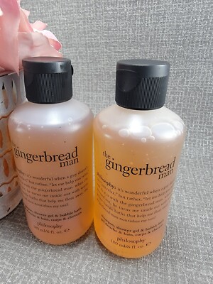 2X Philosophy The Gingerbread Man Shampoo Shower Gel Bubble Bath 6oz Each