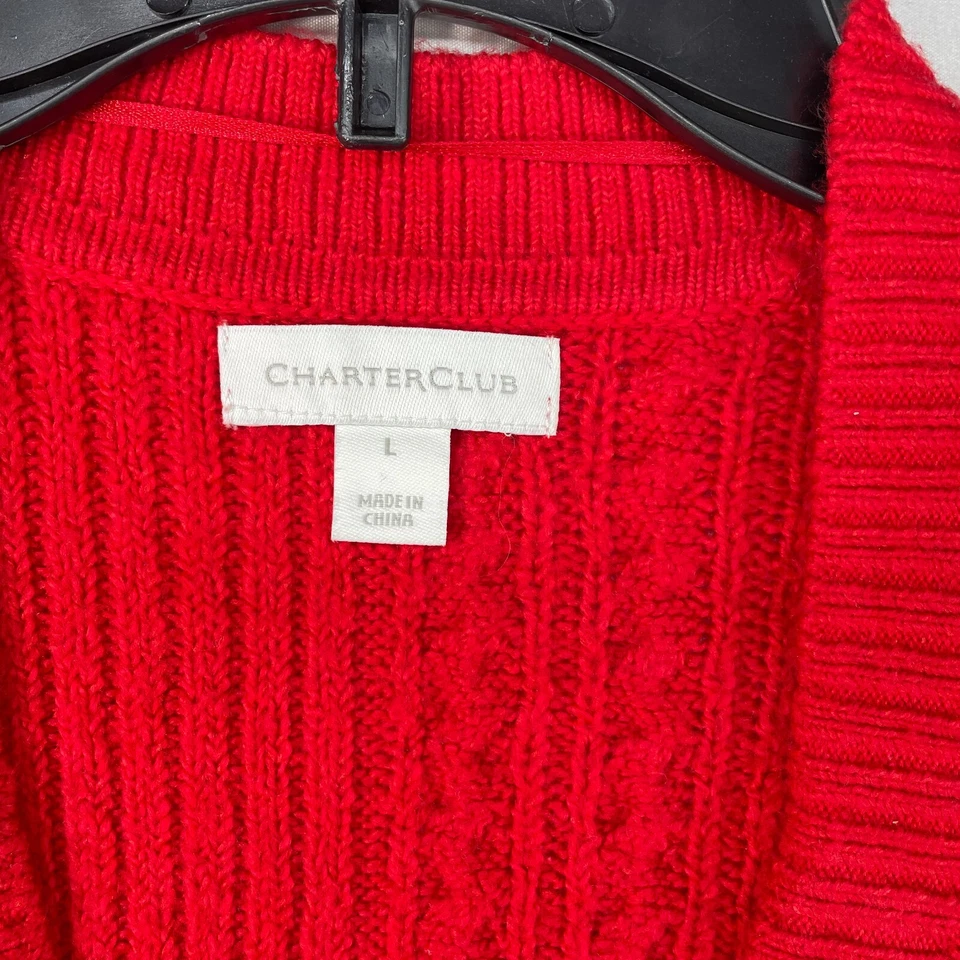 Charter Club Cárdigan Largo Suéter Mujer Talla Grande Rojo Botones Manga Larga Nuevo Foto 3 de 4