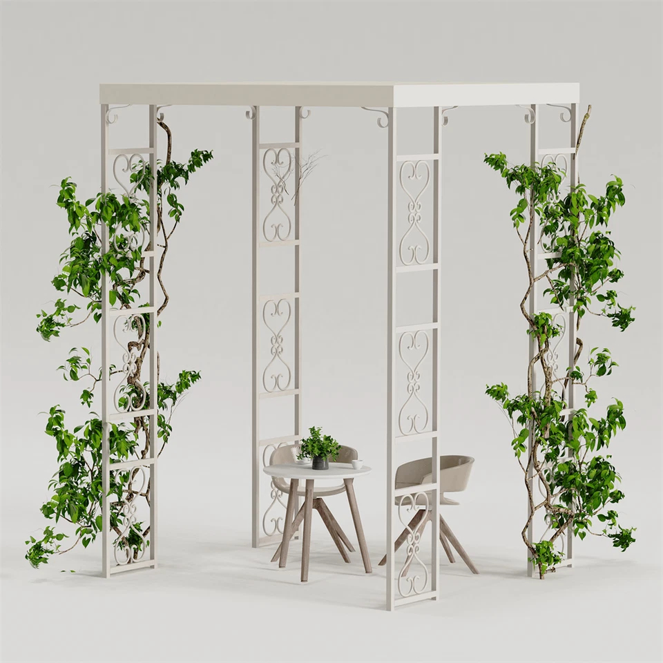 Pergola 2,7x1,8 Rankhilfe XXL Rankgitter Garten Rosenbogen Groß Metall mit Dach - Bild 4 von 4