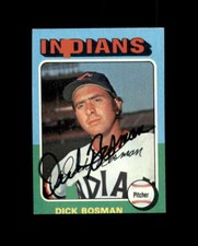 Dick Bosman Hand Signed 1975 Topps Cleveland Indians Autograph