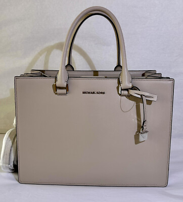 Michael Kors Medium Sutton Gusset Cement Satchel