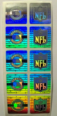 10x Football & Baseball  FOIL HOLOGRAM STICKERS shipping, top loaders, envelopes