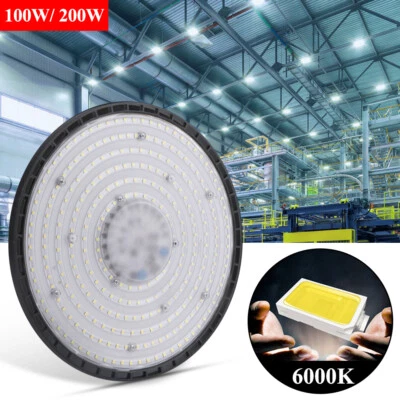 LED High Bay Light 100W/200W UFO Warehouse Industrial Lights Low Bay Waterproof