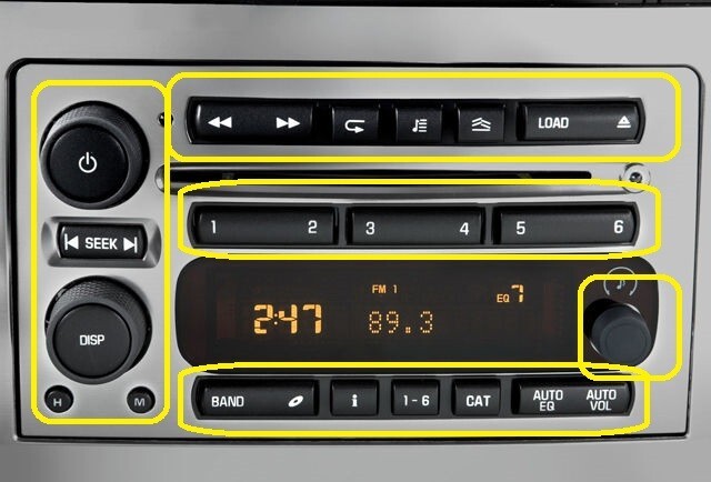 2006-10 Hummer H3 CD6 6 CD Changer Radio Replacement Buttons Set