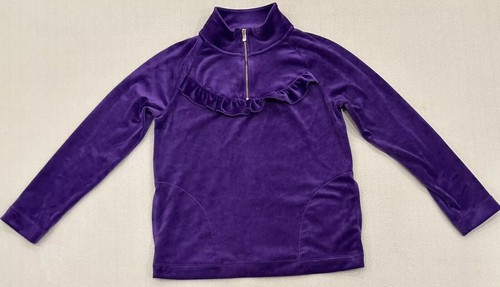 Lilly Pulitzer Girl’s Velour 1/4 Zip Pullover With Ruffle Purple Size XL 12/14 - Picture 3 of 14
