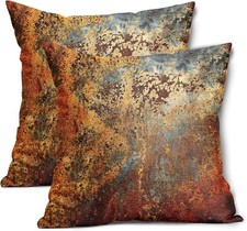 Brown Rust Metal Pillow Covers 20X20 In Gold Rusty Cinnamon Copper Bronze Met...
