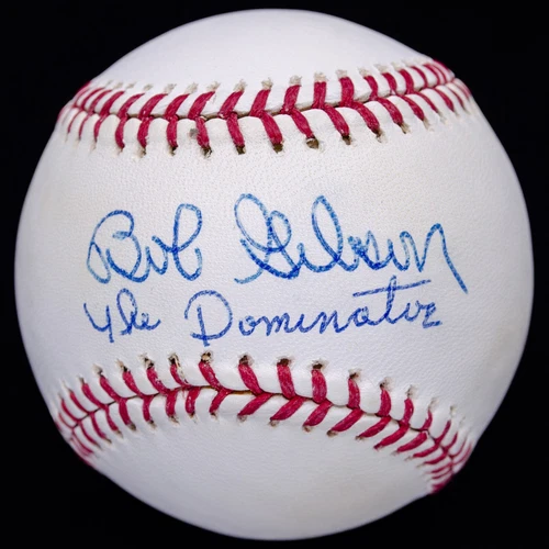 Super Rare Bob Gibson The Dominator Signed OML Baseball JSA COA #SS37438