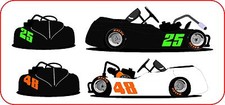 Fluorescent Go Kart Racing Vinyl Decal Numbers