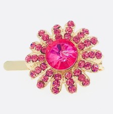 Sunflower Magnet Hair Clip Hairpin Rhinestone Crystal Flower Barrette Pink 13