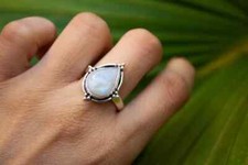 925 Sterling Silver Natural Moonstone Ring Stone Women Jewelry For Her D 15