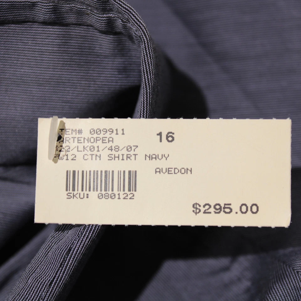 Camisa de vestir Sartoria Partenopea nueva con etiquetas talla 16 41 en azul oscuro línea de pelo rayas Foto 4 de 4