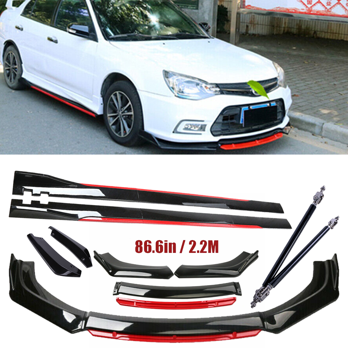 For Honda Accord 9th 9.5th Front Bumper Lip Spoiler Splitter Side Skirt Glossy